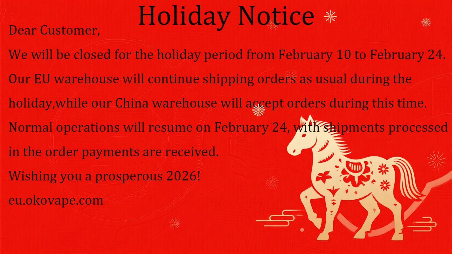 Holiday Notice