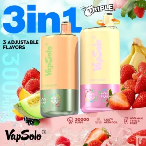 EU Warehouse Vapsolo Triple 3 en 1 30000 bouffées Ecran LCD