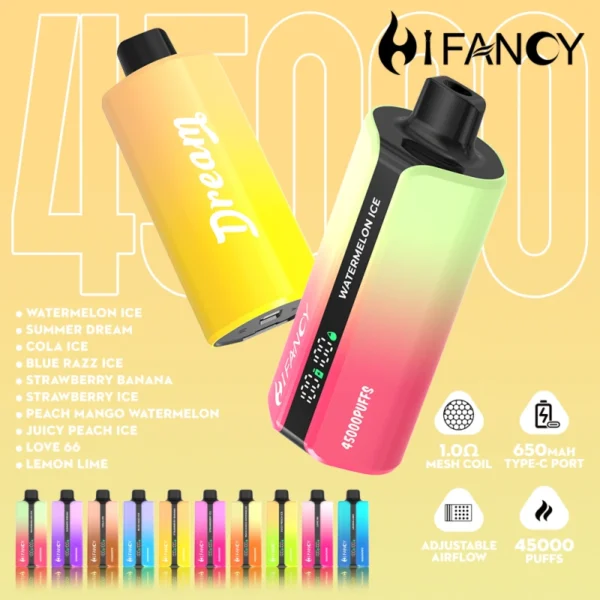 Puff 45k Hifancy 45000 Puffs Smart Screen kertakäyttöinen Vape