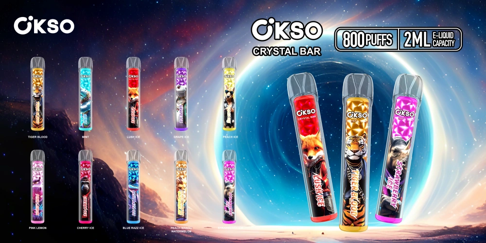 OKSO 800 Puffs 2ml E-Liquid Crystal Bar jednorazové Vape Pen