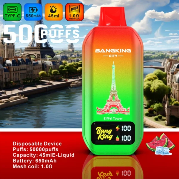 Puff 50k Bang King City 50000 Puffs Smart Screen vienreizējās Vape vairumtirdzniecība