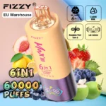 Puff 60k Fizzy 60000 Puffs 6 in 1 Flavors Wegwerp Vape LED-scherm EU Warehouse