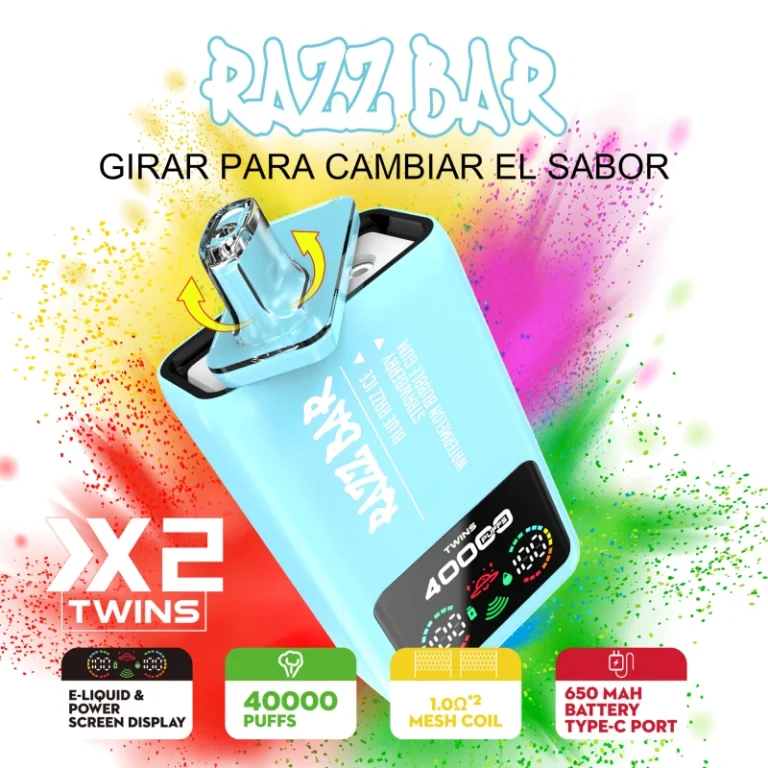 Puffs 40k Razz Bar 40000 Puffs Double Flavors Smart Screen vienreizējās lietošanas Vape Vairumtirdzniecība Ķīnas noliktava
