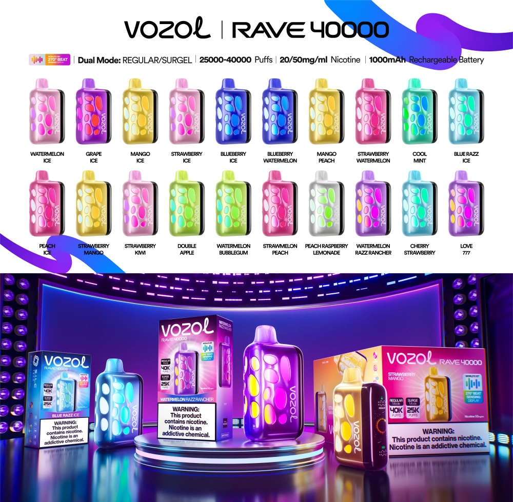 Puffs 40k Vozol Rave 40000 Jednorazové Vape Smart Screen
