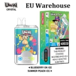 Uwin Twins 40000 Puffs 40K Crystal Double Flavors 2 az 1-ben Smart Screen eldobható Vape EU Warehouse