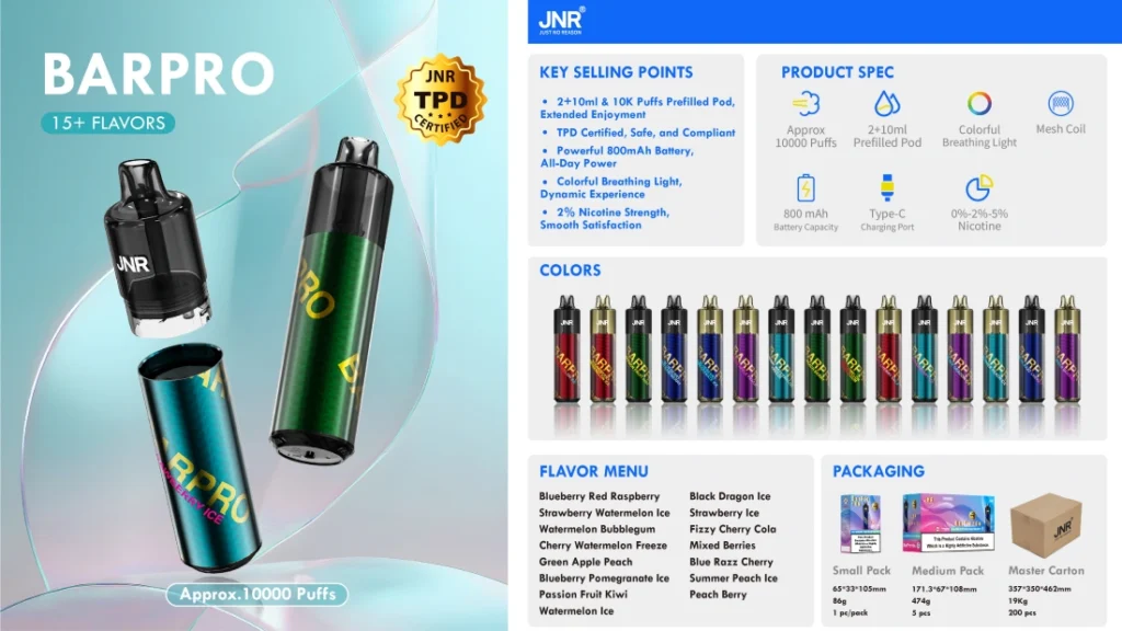 JNR BarPro Pod Kit Testbericht: Ein TPD-konformes, lang anhaltendes Vape mit geschmacklicher Flexibilität 3 JNR BarPro Pod-Kit