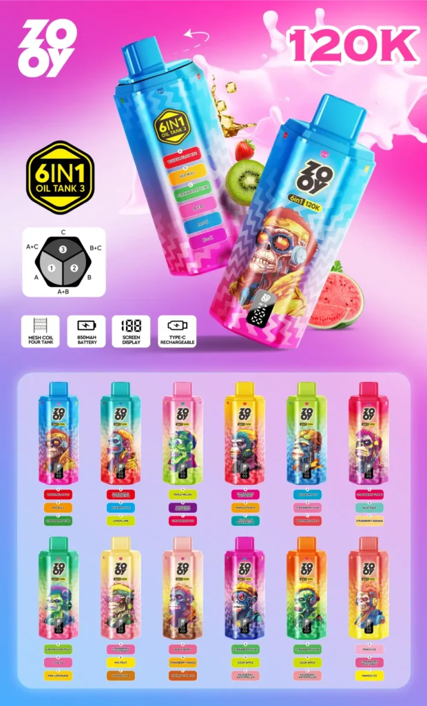 ZOOY 6 in 1 120K Puffs Vape: The Ultimate All-in-One Vaping Experience for EU Vapers 3 ZOOY 120K Puffs