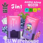 Bang King 100K Puffs 3 σε 1 Vape Shop 100000 Επαναφορτιζόμενες αναλώσιμες αναλώσιμες Vaper Smart Screen EU Warehouse