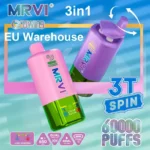 MRVI 60 000 caladas, 3 en 1, capacidad de 60 000 caladas, tres sabores, vaporizador desechable recargable, venta al por mayor, almacén en la UE, pantalla LED